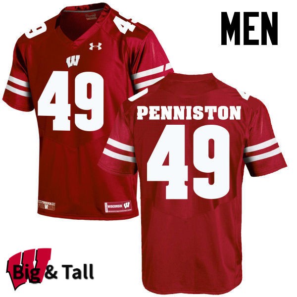 Wisconsin Badgers Men's #49 Kyle Penniston NCAA Under Armour Authentic Red Big & Tall College Stitched Football Jersey PP40U37QK